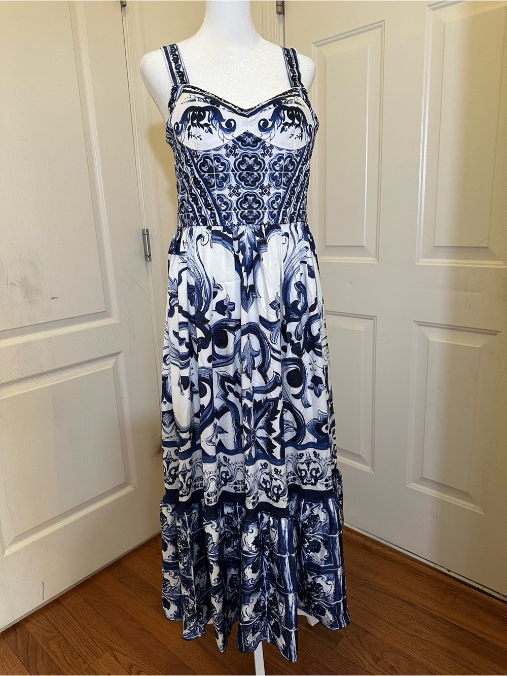 Women's summer floral print spaghetti strap square neck beach Maxi Sundress NWT